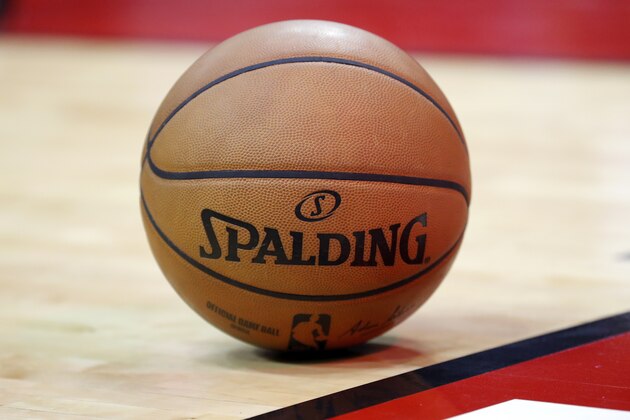 HOUSTON, TEXAS - MARCH 10: A Spalding basketball is seen on the court in the first half of the game between the Houston Rockets and the Minnesota Timberwolves at Toyota Center on March 10, 2020 in Houston, Texas.  NOTE TO USER: User expressly acknowledges and agrees that, by downloading and or using this photograph, User is consenting to the terms and conditions of the Getty Images License Agreement. (Photo by Tim Warner/Getty Images)