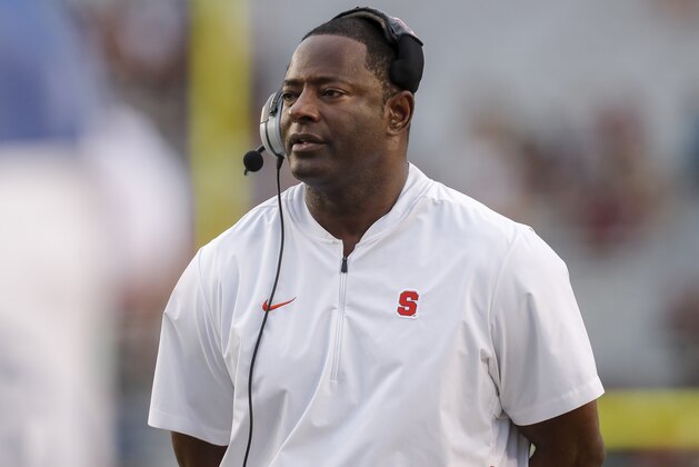 TALLAHASSEE, FL - OCTOBER 26: Head Coach Dino Babers of the Syracuse Orange during the game against the Florida State Seminoles at Doak Campbell Stadium on Bobby Bowden Field on October 26, 2019 in Tallahassee, Florida. The Seminoles defeated the Orange 35 to 17. (Photo by Don Juan Moore/Getty Images)