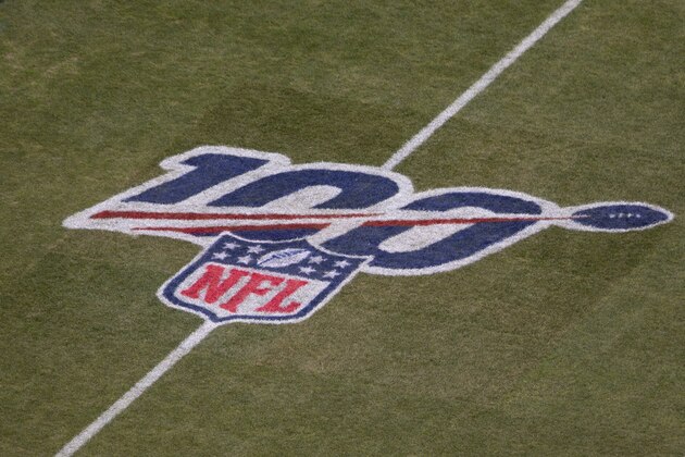 PHILADELPHIA, PA - JANUARY 05: A general view of the NFL 100 logo prior to the NFC Wild Card game between the Seattle Seahawks and Philadelphia Eagles at Lincoln Financial Field on January 5, 2020 in Philadelphia, Pennsylvania. (Photo by Mitchell Leff/Getty Images)