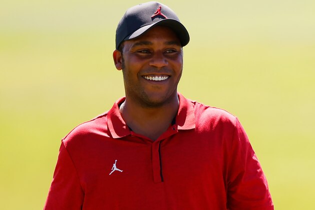 FORT WORTH, TEXAS - JUNE 11: Harold Varner III of the United States reacts on the 18th green during the first round of the Charles Schwab Challenge on June 11, 2020 at Colonial Country Club in Fort Worth, Texas. (Photo by Ronald Martinez/Getty Images)