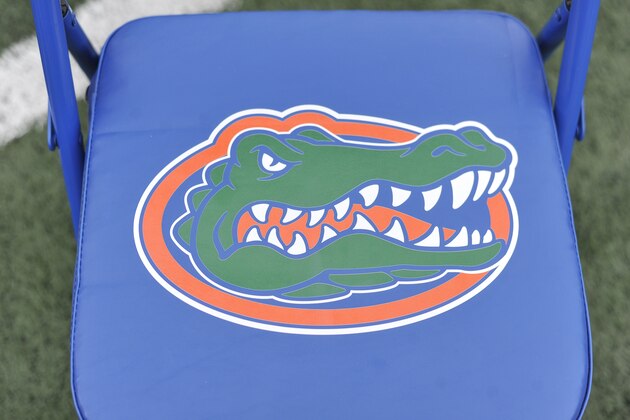 COLUMBIA, MO - NOVEMBER 4: A Florida Gators logo is seen on a chair during a game against the Missouri Tigers  at Memorial Stadium on November 4, 2017 in Columbia, Missouri. (Photo by Ed Zurga/Getty Images) *** Local Caption ***