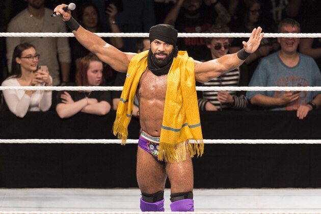 COLOGNE, GERMANY - NOVEMBER 07: Jinder Mahal  during the WWE Live Show at Lanxess Arena on November 7, 2018 in Cologne, Germany. (Photo by Marc Pfitzenreuter/Getty Images)