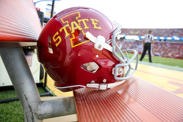 An Iowa State football helmet sits on the bench before the start of an NCAA college football game against Northern Iowa, Saturday, Sept. 5, 2015, in Ames, Iowa. (AP Photo/Justin Hayworth) An Iowa State football helmet sits on the bench before the start of an NCAA college football game against Northern Iowa, Saturday, Sept. 5, 2015, in Ames, Iowa. (AP Photo/Justin Hayworth)