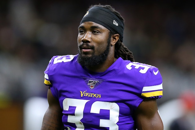 NEW ORLEANS, LOUISIANA - JANUARY 05: Dalvin Cook #33 of the Minnesota Vikings reacts against the New Orleans Saints during a game at the Mercedes Benz Superdome on January 05, 2020 in New Orleans, Louisiana. (Photo by Jonathan Bachman/Getty Images)