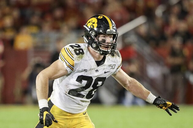 Iowa defensive back Jack Koerner during an NCAA football game against Iowa State on Saturday, Sept. 14, 2019 in Ames, Iowa. (AP Photo/Justin Hayworth)