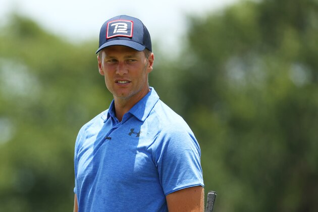 HOBE SOUND, FLORIDA - MAY 23: NFL player Tom Brady of the Tampa Bay Buccaneers looks on during a practice round for The Match: Champions For Charity at Medalist Golf Club on May 23, 2020 in Hobe Sound, Florida. (Photo by Mike Ehrmann/Getty Images for The Match)