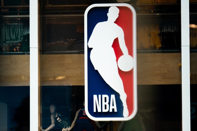 NEW YORK, NY - MARCH 12: An NBA logo is shown at the 5th Avenue NBA store on March 12, 2020 in New York City. The National Basketball Association said they would suspend all games after player Rudy Gobert of the Utah Jazz reportedly tested positive for the Coronavirus (COVID-19). (Photo by Jeenah Moon/Getty Images)