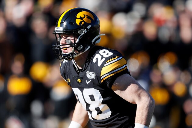 Iowa defensive back Jack Koerner gets set for a play during the second half of an NCAA college football game against Illinois, Saturday, Nov. 23, 2019, in Iowa City, Iowa. (AP Photo/Charlie Neibergall) Iowa defensive back Jack Koerner gets set for a play during the second half of an NCAA college football game against Illinois, Saturday, Nov. 23, 2019, in Iowa City, Iowa. (AP Photo/Charlie Neibergall)
