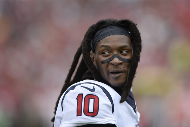 Houston Texans wide receiver DeAndre Hopkins (10) during the first half of an NFL football game against the Tampa Bay Buccaneers Saturday, Dec. 21, 2019, in Tampa, Fla. (AP Photo/Jason Behnken)