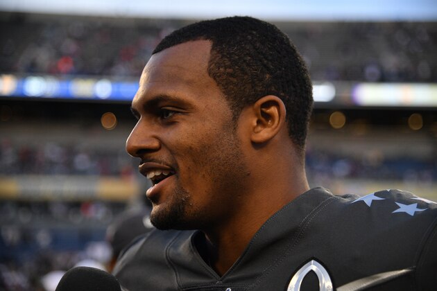 ORLANDO, FLORIDA - JANUARY 26: Deshaun Watson #4 of the Houston Texans looks on during the 2020 NFL Pro Bowl at Camping World Stadium on January 26, 2020 in Orlando, Florida. (Photo by Mark Brown/Getty Images)