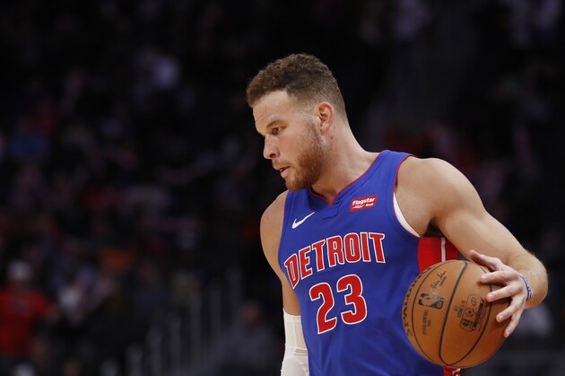 Detroit Pistons forward Blake Griffin plays during the second half of an NBA basketball game, Wednesday, Dec. 4, 2019, in Detroit. (AP Photo/Carlos Osorio)