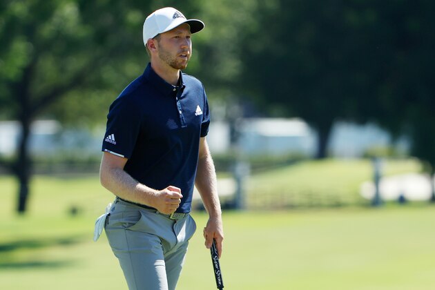 FORT WORTH, TEXAS - JUNE 14: Daniel Berger of the United States reacts to his birdie on the 18th green during the final round of the Charles Schwab Challenge on June 14, 2020 at Colonial Country Club in Fort Worth, Texas. (Photo by Tom Pennington/Getty Images)