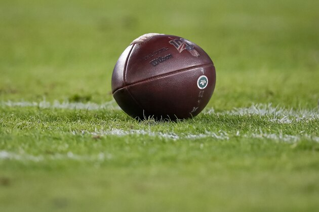 BALTIMORE, MD - DECEMBER 12: A Wilson NFL football with New York Jets logo is seen on the field during the first half of the game between the Baltimore Ravens and the New York Jets at M&T Bank Stadium on December 12, 2019 in Baltimore, Maryland. (Photo by Scott Taetsch/Getty Images) BALTIMORE, MD - DECEMBER 12: A Wilson NFL football with New York Jets logo is seen on the field during the first half of the game between the Baltimore Ravens and the New York Jets at M&T Bank Stadium on December 12, 2019 in Baltimore, Maryland. (Photo by Scott Taetsch/Getty Images)