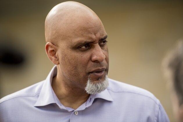 FT. MYERS, FL - FEBRUARY 21: Tony Clark of the Major League Baseball Players Association speaks during a Boston Red Sox team workout on February 21, 2017 at Fenway South in Fort Myers, Florida . (Photo by Billie Weiss/Boston Red Sox/Getty Images)