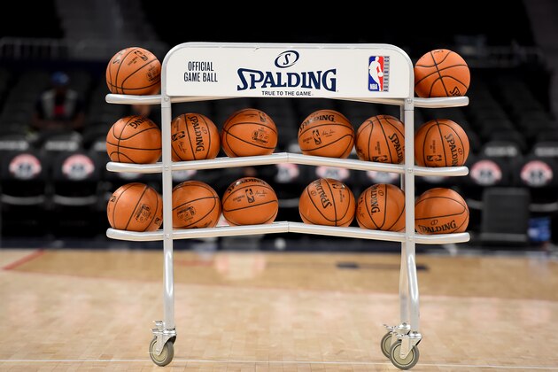 WASHINGTON, DC - DECEMBER 28: A general view of Spalding basketballs used prior to the game between the Washington Wizards and the New York Knicks at Capital One Arena on December 28, 2019 in Washington, DC. (Photo by Will Newton/Getty Images) WASHINGTON, DC - DECEMBER 28: A general view of Spalding basketballs used prior to the game between the Washington Wizards and the New York Knicks at Capital One Arena on December 28, 2019 in Washington, DC. (Photo by Will Newton/Getty Images)