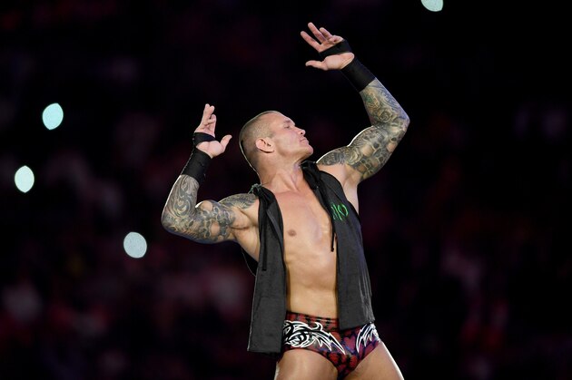 World Heavyweight Champion Randy Orton poses for photographers during the World Wrestling Entertainment (WWE) Super Showdown event in the Saudi Red Sea port city of Jeddah late on January 7, 2019. (Photo by Amer HILABI / AFP)        (Photo credit should read AMER HILABI/AFP via Getty Images)