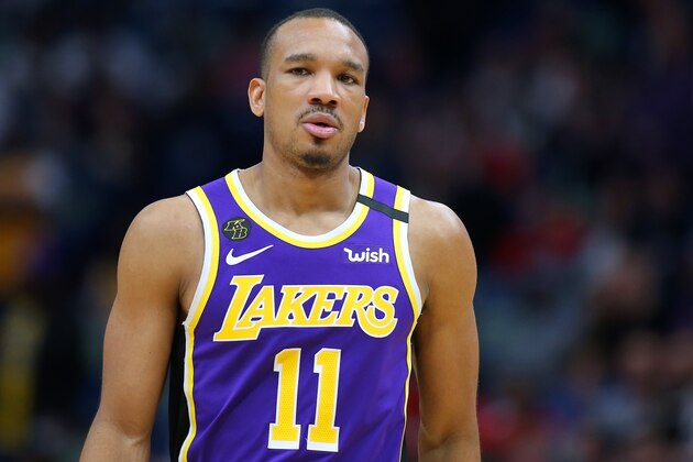 NEW ORLEANS, LOUISIANA - MARCH 01: Avery Bradley #11 of the Los Angeles Lakers reacts against the New Orleans Pelicans during the second half at the Smoothie King Center on March 01, 2020 in New Orleans, Louisiana. NOTE TO USER: User expressly acknowledges and agrees that, by downloading and or using this Photograph, user is consenting to the terms and conditions of the Getty Images License Agreement. (Photo by Jonathan Bachman/Getty Images)