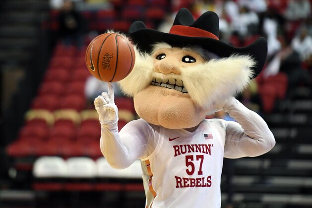 LAS VEGAS, NEVADA - DECEMBER 01:  UNLV Rebels mascot Hey Reb spins a basketball on his finger before the team's game against the Cincinnati Bearcats at the Thomas & Mack Center on December 01, 2018 in Las Vegas, Nevada. The Bearcats defeated the Rebels 65-61.  (Photo by Ethan Miller/Getty Images)
