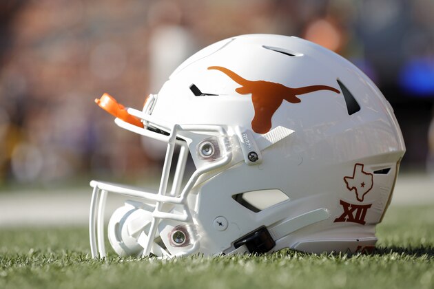 AUSTIN, TX - SEPTEMBER 07:  A Texas Longhorns helmet is seen before the game against the LSU Tigers at Darrell K Royal-Texas Memorial Stadium on September 7, 2019 in Austin, Texas.  (Photo by Tim Warner/Getty Images)