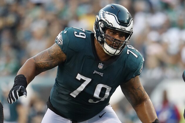 Philadelphia Eagles offensive guard Brandon Brooks during an NFL football game against the Minnesota Vikings, Sunday, Oct. 7, 2018 in Philadelphia. (Winslow Townson/AP Images for Panini)