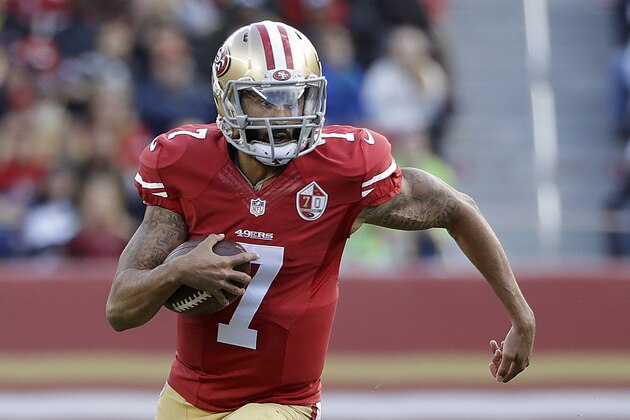 San Francisco 49ers quarterback Colin Kaepernick (7) runs against the Seattle Seahawks during the first half of an NFL football game in Santa Clara, Calif., Sunday, Jan. 1, 2017. (AP Photo/Marcio Jose Sanchez)