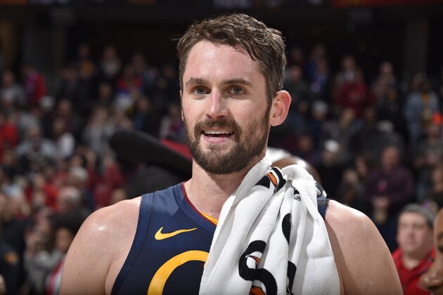 CLEVELAND, OH - MARCH 7: Kevin Love #0 of the Cleveland Cavaliers smiles after the game on March 7, 2020 at Rocket Mortgage FieldHouse in Cleveland, Ohio. NOTE TO USER: User expressly acknowledges and agrees that, by downloading and/or using this Photograph, user is consenting to the terms and conditions of the Getty Images License Agreement. Mandatory Copyright Notice: Copyright 2020 NBAE (Photo by David Liam Kyle/NBAE via Getty Images) CLEVELAND, OH - MARCH 7: Kevin Love #0 of the Cleveland Cavaliers smiles after the game on March 7, 2020 at Rocket Mortgage FieldHouse in Cleveland, Ohio. NOTE TO USER: User expressly acknowledges and agrees that, by downloading and/or using this Photograph, user is consenting to the terms and conditions of the Getty Images License Agreement. Mandatory Copyright Notice: Copyright 2020 NBAE (Photo by David Liam Kyle/NBAE via Getty Images)