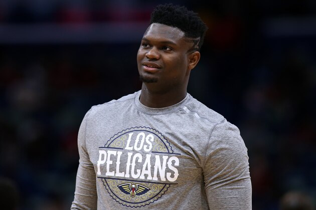 NEW ORLEANS, LOUISIANA - MARCH 06: Zion Williamson #1 of the New Orleans Pelicans reacts against the Miami Heat during a game at the Smoothie King Center on March 06, 2020 in New Orleans, Louisiana. NOTE TO USER: User expressly acknowledges and agrees that, by downloading and or using this Photograph, user is consenting to the terms and conditions of the Getty Images License Agreement. (Photo by Jonathan Bachman/Getty Images) NEW ORLEANS, LOUISIANA - MARCH 06: Zion Williamson #1 of the New Orleans Pelicans reacts against the Miami Heat during a game at the Smoothie King Center on March 06, 2020 in New Orleans, Louisiana. NOTE TO USER: User expressly acknowledges and agrees that, by downloading and or using this Photograph, user is consenting to the terms and conditions of the Getty Images License Agreement. (Photo by Jonathan Bachman/Getty Images)