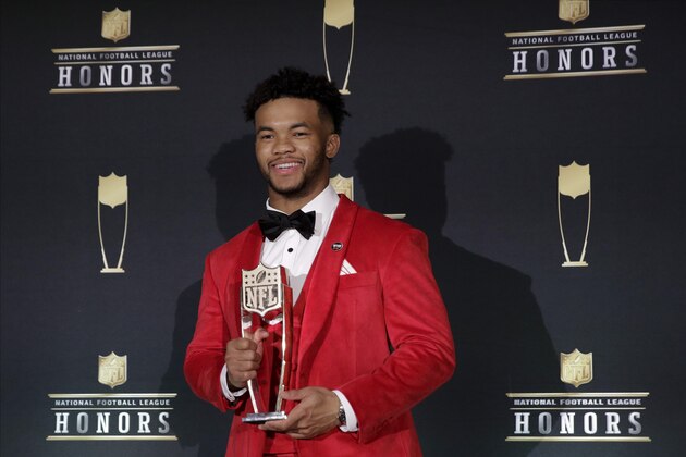 AP Offensive Rookie of the Year Arizona Cardinals' Kyler Murray poses at the NFL Honors football award show Saturday, Feb. 1, 2020, in Miami. (AP Photo/Patrick Semansky)