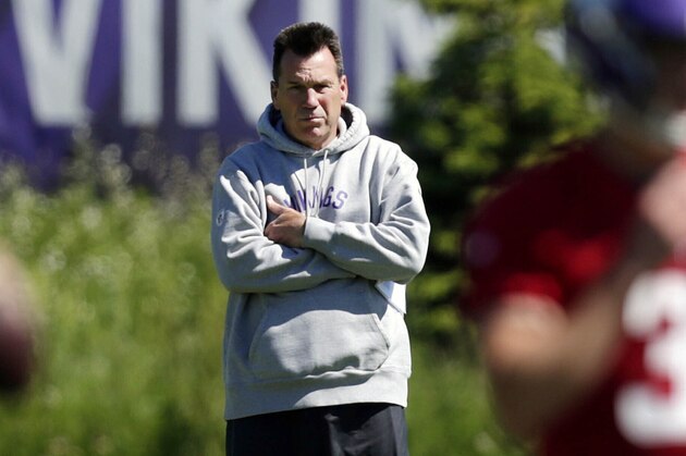 FILE - In this June 13, 2019, file photo, Minnesota Vikings assistant head coach and offensive advisor Gary Kubiak watches quarterbacks during drills at the team's NFL football training facility in Eagan, Minn. The Vikings have chosen Kubiak as their offensive coordinator. He fills the vacancy created by Kevin Stefanski's departure to become head coach of the Cleveland Browns. The widely expected move was confirmed by a person with knowledge of the decision. The person spoke to The Associated Press on condition of anonymity because the club had not yet made the announcement. The 58-year-old Kubiak served as offensive adviser and assistant to head coach Mike Zimmer this season. (AP Photo/Andy Clayton- King, File)