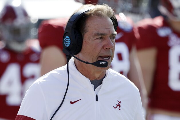 ORLANDO, FL - JANUARY 01: Head coach Nick Saban of the Alabama Crimson Tide looks on against the Michigan Wolverines during the Vrbo Citrus Bowl at Camping World Stadium on January 1, 2020 in Orlando, Florida. Alabama defeated Michigan 35-16. (Photo by Joe Robbins/Getty Images)
