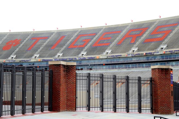 CLEMSON, SOUTH CAROLINA - JUNE 10: A view empty stands inside of Clemson Memorial Stadium on the campus of Clemson University on June 10, 2020 in Clemson, South Carolina. The campus remains open in a limited capacity due to the Coronavirus (COVID-19) pandemic.  (Photo by Maddie Meyer/Getty Images)
