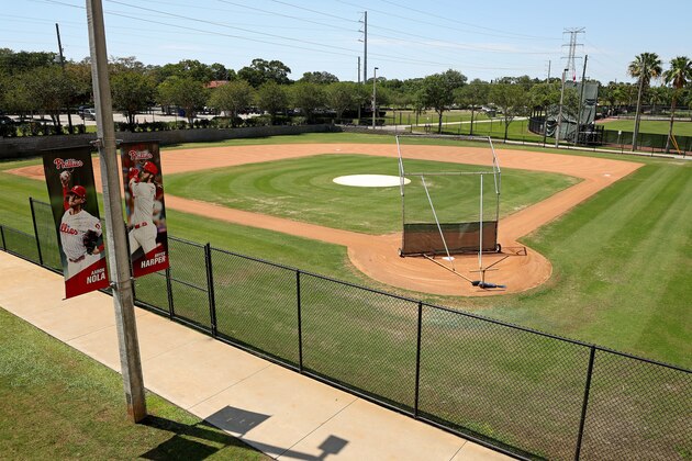 CLEARWATER, FLORIDA - MAY 20: A view of Spectrum Field, spring training home of the Philadelphia Phillies on May 20, 2020 in Clearwater, Florida. The Major League Baseball season remains postponed due to the COVID-19 pandemic. (Photo by Mike Ehrmann/Getty Images)
