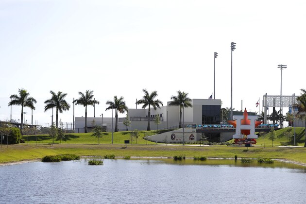 A general look at FITTEAM Ballpark of The Palm Beaches, the spring training baseball home of the Houston Astros and the Washington Nationals, after spring training games were canceled, Tuesday, March 17, 2020, in Jupiter, Fla. (AP Photo/Julio Cortez) A general look at FITTEAM Ballpark of The Palm Beaches, the spring training baseball home of the Houston Astros and the Washington Nationals, after spring training games were canceled, Tuesday, March 17, 2020, in Jupiter, Fla. (AP Photo/Julio Cortez)