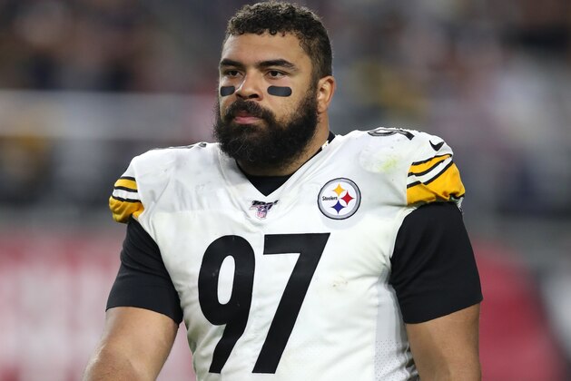 PHOENIX, AZ - DECEMBER 08: Cameron Heyward #97 of the Pittsburgh Steelers looks on during the game against the Arizona Cardinals at State Farm Stadium on December 8, 2019 in Glendale, Arizona. The Steelers defeated the Cardinals 23-17. (Photo by Rob Leiter via Getty Images) PHOENIX, AZ - DECEMBER 08: Cameron Heyward #97 of the Pittsburgh Steelers looks on during the game against the Arizona Cardinals at State Farm Stadium on December 8, 2019 in Glendale, Arizona. The Steelers defeated the Cardinals 23-17. (Photo by Rob Leiter via Getty Images)