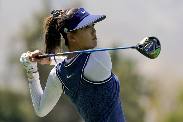 FILE - In this April 5, 2019, file photo, Michelle Wie watches her tee shot on the 118th hole during the second round of the LPGA Tour ANA Inspiration golf tournament at Mission Hills Country Club in Rancho Mirage, Calif. Wie is expecting her first child — a girl — this summer. The often-injured golfer announced the news Thursday, Jan. 9, 2020, on Instagram. She married Jonnie West, the son of NBA great Jerry West, in August. (AP Photo/Chris Carlson, File) FILE - In this April 5, 2019, file photo, Michelle Wie watches her tee shot on the 118th hole during the second round of the LPGA Tour ANA Inspiration golf tournament at Mission Hills Country Club in Rancho Mirage, Calif. Wie is expecting her first child — a girl — this summer. The often-injured golfer announced the news Thursday, Jan. 9, 2020, on Instagram. She married Jonnie West, the son of NBA great Jerry West, in August. (AP Photo/Chris Carlson, File)