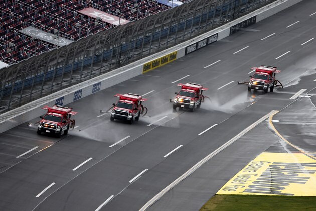 TALLADEGA, ALABAMA - JUNE 21: The NASCAR Toyota Track Drying Team works to dry the track prior to the NASCAR Cup Series GEICO 500at Talladega Superspeedway on June 21, 2020 in Talladega, Alabama. (Photo by Brian Lawdermilk/Getty Images)