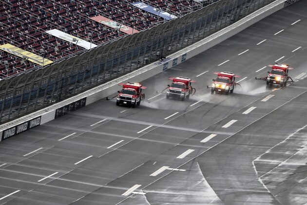 TALLADEGA, ALABAMA - JUNE 21: The NASCAR Toyota Track Drying Team works to dry the track prior to the NASCAR Cup Series GEICO 500at Talladega Superspeedway on June 21, 2020 in Talladega, Alabama. (Photo by Brian Lawdermilk/Getty Images)