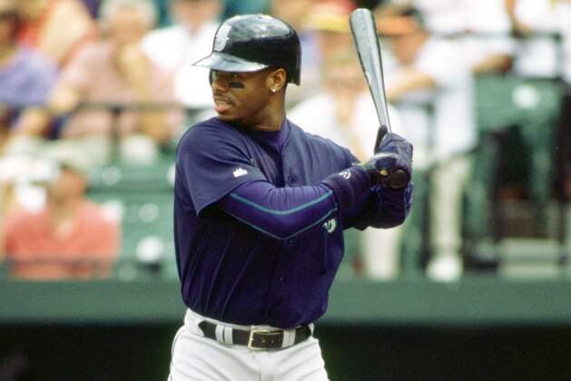 BALTIMORE - CIRCA 2000:  Ken Griffey Jr. #30  of the Seattle Mariners bats during an MLB game at Oriole Park at Camden Yards in Baltimore, Maryland. Ken Griffey Jr. played for 22 seasons with 3 different teams, was a 13-time All-Star, 1997 American League MVP winner and was inducted into the Baseball Hall of Fame in 2016. (Photo by SPX/Ron Vesely Photography via Getty Images)