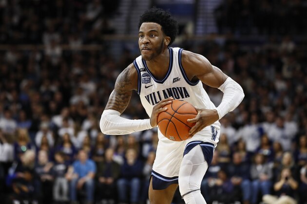 Villanova's Saddiq Bey plays during an NCAA college basketball game against St. John's, Wednesday, Feb. 26, 2020, in Villanova, Pa. (AP Photo/Matt Slocum)