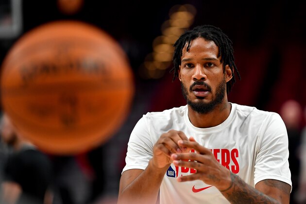 PORTLAND, OREGON - MARCH 10: Trevor Ariza #8 of the Portland Trail Blazers warms up before the game against the Phoenix Suns at the Moda Center on March 10, 2020 in Portland, Oregon. The Portland Trail Blazers topped the Phoenix Suns, 121-105. NOTE TO USER: User expressly acknowledges and agrees that, by downloading and or using this photograph, User is consenting to the terms and conditions of the Getty Images License Agreement. (Photo by Alika Jenner/Getty Images)