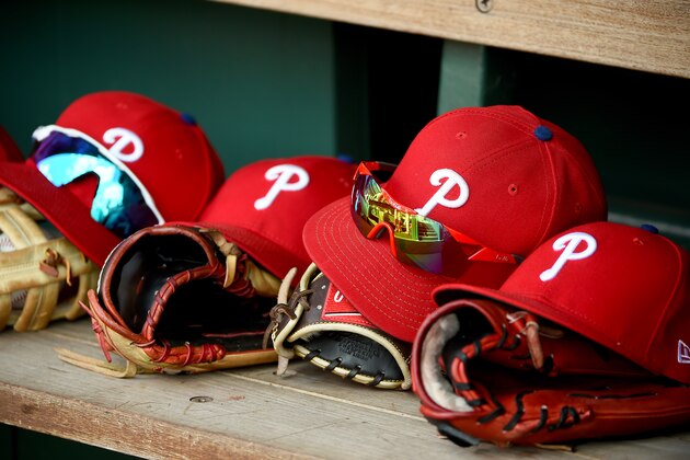WASHINGTON, DC - SEPTEMBER 24: A general view of Philadelphia Phillies baseball hats in the dugout during game one of a doubleheader against the Washington Nationals at Nationals Park on September 24, 2019 in Washington, DC. (Photo by Will Newton/Getty Images) WASHINGTON, DC - SEPTEMBER 24: A general view of Philadelphia Phillies baseball hats in the dugout during game one of a doubleheader against the Washington Nationals at Nationals Park on September 24, 2019 in Washington, DC. (Photo by Will Newton/Getty Images)