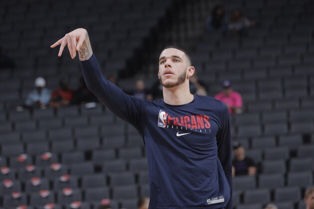 SACRAMENTO, CA - MARCH 12: Lonzo Ball #2 of the New Orleans Pelicans warms up prior to the game against the Sacramento Kings on March 12, 2020 at Golden 1 Center in Sacramento, California. NOTE TO USER: User expressly acknowledges and agrees that, by downloading and or using this photograph, User is consenting to the terms and conditions of the Getty Images Agreement. Mandatory Copyright Notice: Copyright 2020 NBAE (Photo by Rocky Widner/NBAE via Getty Images) SACRAMENTO, CA - MARCH 12: Lonzo Ball #2 of the New Orleans Pelicans warms up prior to the game against the Sacramento Kings on March 12, 2020 at Golden 1 Center in Sacramento, California. NOTE TO USER: User expressly acknowledges and agrees that, by downloading and or using this photograph, User is consenting to the terms and conditions of the Getty Images Agreement. Mandatory Copyright Notice: Copyright 2020 NBAE (Photo by Rocky Widner/NBAE via Getty Images)