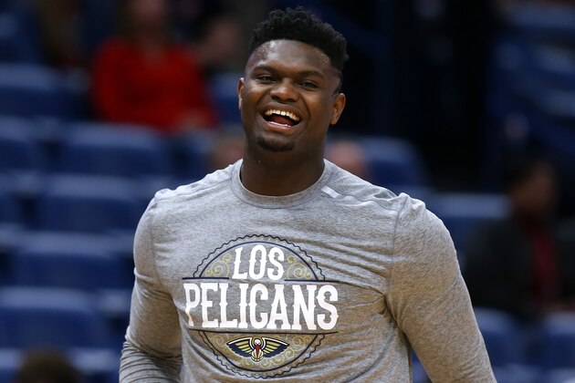 NEW ORLEANS, LOUISIANA - MARCH 06: Zion Williamson #1 of the New Orleans Pelicans reacts against the Miami Heat during a game at the Smoothie King Center on March 06, 2020 in New Orleans, Louisiana. NOTE TO USER: User expressly acknowledges and agrees that, by downloading and or using this Photograph, user is consenting to the terms and conditions of the Getty Images License Agreement. (Photo by Jonathan Bachman/Getty Images)