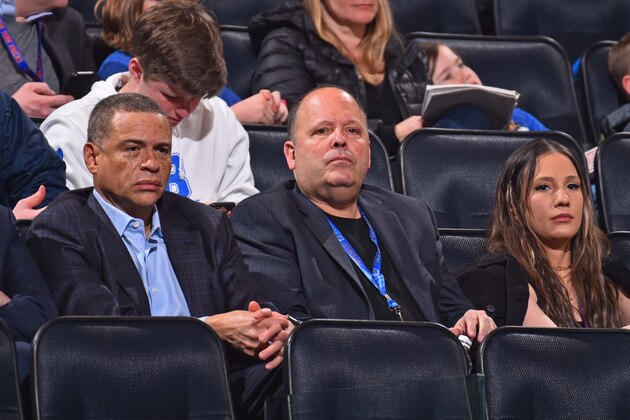 NEW YORK, NY - MARCH 6: Leon Rose of the New York Knicks watches the game on March 6, 2020 at Madison Square Garden in New York City, New York.  NOTE TO USER: User expressly acknowledges and agrees that, by downloading and or using this photograph, User is consenting to the terms and conditions of the Getty Images License Agreement. Mandatory Copyright Notice: Copyright 2020 NBAE  (Photo by Jesse D. Garrabrant/NBAE via Getty Images)