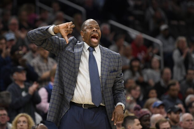 Georgetown head coach Patrick Ewing gestures during the second half of an NCAA college basketball game against Villanova, Saturday, March 7, 2020, in Washington. Villanova won 70-69. (AP Photo/Nick Wass) Georgetown head coach Patrick Ewing gestures during the second half of an NCAA college basketball game against Villanova, Saturday, March 7, 2020, in Washington. Villanova won 70-69. (AP Photo/Nick Wass)