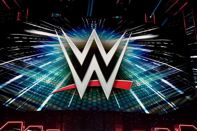 LAS VEGAS, NEVADA - OCTOBER 11:  A WWE logo is shown on a screen before a WWE news conference at T-Mobile Arena on October 11, 2019 in Las Vegas, Nevada. It was announced that WWE wrestler Braun Strowman will face heavyweight boxer Tyson Fury and WWE champion Brock Lesnar will take on former UFC heavyweight champion Cain Velasquez at the WWE's Crown Jewel event at Fahd International Stadium in Riyadh, Saudi Arabia on October 31.  (Photo by Ethan Miller/Getty Images)