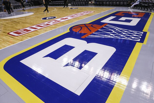 TORONTO, ON - JULY 27: BIG3 logos on the court ahead of the BIG3 three on three basketball league at Scotiabank Arena on July 27, 2018 in Toronto, Canada. (Photo by Claus Andersen/BIG3/Getty Images)