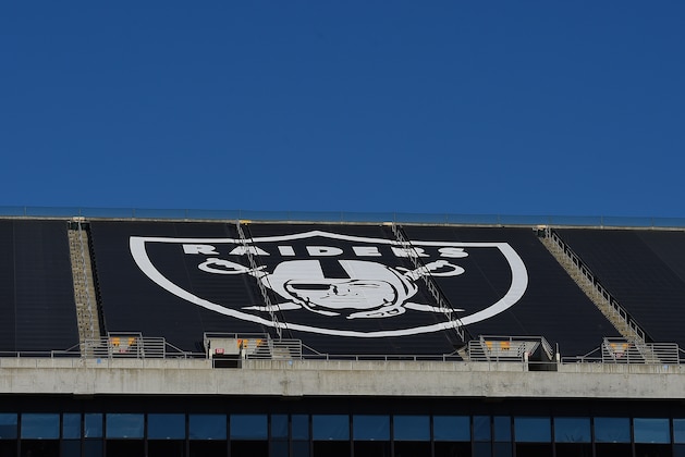 OAKLAND, CA - NOVEMBER 09:  A detailed view of the tarp displaying the Oakland Raiders logo that covers mount Davis seen prior to the game against the Denver Broncos at O.co Coliseum on November 9, 2014 in Oakland, California.  (Photo by Thearon W. Henderson/Getty Images)