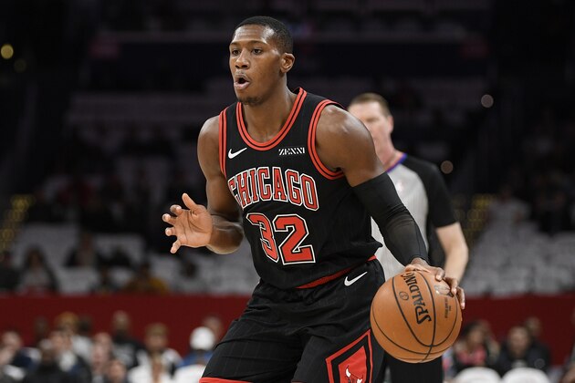 Chicago Bulls guard Kris Dunn (32) dribbles the ball during the first half of an NBA basketball game against the Washington Wizards, Wednesday, Dec. 18, 2019, in Washington. (AP Photo/Nick Wass) Chicago Bulls guard Kris Dunn (32) dribbles the ball during the first half of an NBA basketball game against the Washington Wizards, Wednesday, Dec. 18, 2019, in Washington. (AP Photo/Nick Wass)