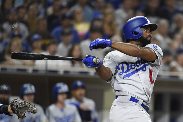 SAN DIEGO, CA - JULY 12: Andrew Toles #60 of the Los Angeles Dodgers hits an RBI single during the seventh inning of a baseball game against the San Diego Padres at PETCO Park on July 12, 2018 in San Diego, California. (Photo by Denis Poroy/Getty Images) SAN DIEGO, CA - JULY 12: Andrew Toles #60 of the Los Angeles Dodgers hits an RBI single during the seventh inning of a baseball game against the San Diego Padres at PETCO Park on July 12, 2018 in San Diego, California. (Photo by Denis Poroy/Getty Images)